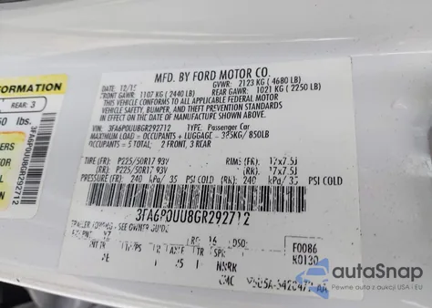 2016 Ford Fusion Hybrid S z USA, uszkodzony, nr VIN 3FA6P0UU8GR292712
